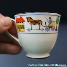 Load image into Gallery viewer, Antique 1920s Nursery Trio. Attractive "Noah's Ark" Pattern by New Chelsea. Cup, Saucer and Side Plate
