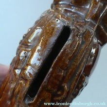 Load image into Gallery viewer, Antique Staffordshire / Scottish 19th Century Bank or Money Box with Treacle Glaze. In the form of a Little Double-Sided Man
