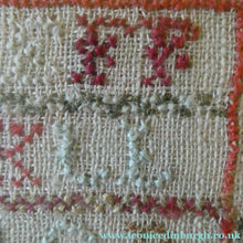 Load image into Gallery viewer, ANTIQUE 19th Century Embroidered Sampler with Letters and Floral Designs &amp; Wild Strawberry Border - Textile
