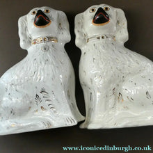 Load image into Gallery viewer, Genuine Antique. LARGE Staffordshire Dogs Chimney Spaniels / Wally Dugs. 12 1/2 inches. in height
