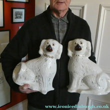 Load image into Gallery viewer, Genuine Antique. LARGE Staffordshire Dogs Chimney Spaniels / Wally Dugs. 12 1/2 inches. in height
