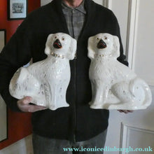Load image into Gallery viewer, Genuine Antique. LARGE Staffordshire Dogs Chimney Spaniels / Wally Dugs. 12 1/2 inches. in height
