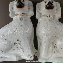 Load image into Gallery viewer, Genuine Antique. LARGE Staffordshire Dogs Chimney Spaniels / Wally Dugs. 12 1/2 inches. in height
