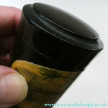Load image into Gallery viewer, Antique 19th Century MAUCHLINE Ware Black Lacquer Tumbler Box
