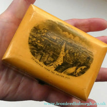 Load image into Gallery viewer, Antique 19th Century MAUCHLINE Ware Box. View of Edinburgh from Calton Hill on the Lid
