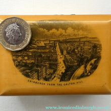 Load image into Gallery viewer, Antique 19th Century MAUCHLINE Ware Box. View of Edinburgh from Calton Hill on the Lid
