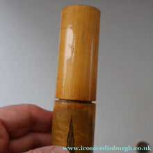 Load image into Gallery viewer, Antique 19th Century MAUCHLINE Ware Cylindrical NEEDLE CASE with image of the Scott Monument, Edinburgh
