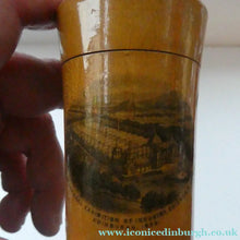 Load image into Gallery viewer, Antique 19th Century MAUCHLINE Ware Glass Tumbler Box. Scottish International Exhibition Edinburgh 188
