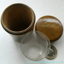 Load image into Gallery viewer, Antique 19th Century MAUCHLINE Ware Glass Tumbler Box. Scottish International Exhibition Edinburgh 188
