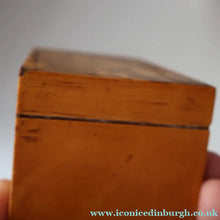 Load image into Gallery viewer, Antique 19th Century MAUCHLINE Ware MONEY BOX or BANK. In the Form of a Castle (with image of the Aberfeldy Waterfall)
