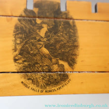 Load image into Gallery viewer, Antique 19th Century MAUCHLINE Ware MONEY BOX or BANK. In the Form of a Castle (with image of the Aberfeldy Waterfall)
