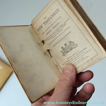 Load image into Gallery viewer, Antique 19th Century MAUCHLINE Ware New Testament Book with Image of Edinburgh Castle and Gardens. FREE POSTAGE
