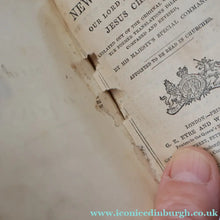 Load image into Gallery viewer, Antique 19th Century MAUCHLINE Ware New Testament Book with Image of Edinburgh Castle and Gardens. FREE POSTAGE
