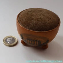 Load image into Gallery viewer, Antique 19th Century MAUCHLINE Ware Rare Pin Cushion (with applied feet)
