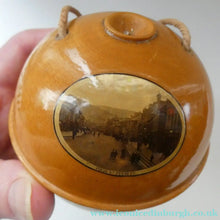 Load image into Gallery viewer, Antique 19th Century MAUCHLINE Ware String Box or Ball. View of Peebles, High Street
