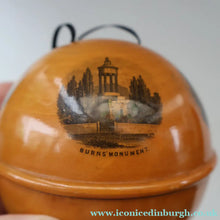 Load image into Gallery viewer, Antique 19th Century MAUCHLINE Ware String Box or Ball (with applied feet). ROBERT BURNS Interest
