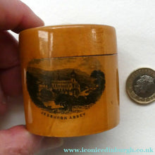 Load image into Gallery viewer, Antique 19th Century MAUCHLINE Ware Thread Box. SCOTTISH BORDERS Interest. Jedburgh Abbey
