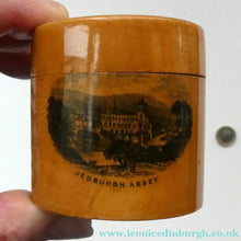 Load image into Gallery viewer, Antique 19th Century MAUCHLINE Ware Thread Box. SCOTTISH BORDERS Interest. Jedburgh Abbey
