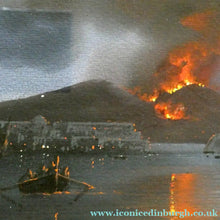 Load image into Gallery viewer, Antique Neapolitan School Gouache Painting by M Gianni. Bay of Naples with Erupting Vesuvius

