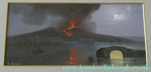 Load image into Gallery viewer, Antique Neapolitan School Gouache Painting by M Gianni. Bay of Naples with Erupting Vesuvius
