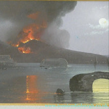 Load image into Gallery viewer, Antique Neapolitan School Gouache Painting by M Gianni. Bay of Naples with Erupting Vesuvius
