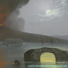 Load image into Gallery viewer, Antique Neapolitan School Gouache Painting by M Gianni. Bay of Naples with Erupting Vesuvius
