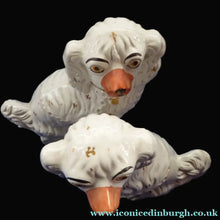 Load image into Gallery viewer, Antique Staffordshire Dogs Chimney Spaniels Yellow Painted Eyes 1880s
