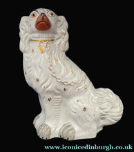 Load image into Gallery viewer, Antique Staffordshire Dogs Chimney Spaniels Yellow Painted Eyes 1880s

