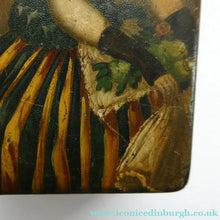 Load image into Gallery viewer, Early 19th Century Antique Snuff Box with Painted Lid Showing a Lady in Fancy Costume
