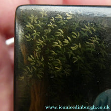 Load image into Gallery viewer, 19th Century Russian Lacquer Box with Painted Lid Showing Couple Making Bast Shoes. Folk Art
