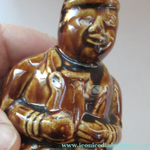 Load image into Gallery viewer, Antique 19th Century Treacle Glazed SCOTTISH POTTERY Money Box or Bank in the Form of a Seated Gentleman - British
