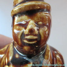 Load image into Gallery viewer, Antique 19th Century Treacle Glazed SCOTTISH POTTERY Money Box or Bank in the Form of a Seated Gentleman - British
