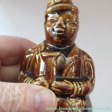 Load image into Gallery viewer, Antique 19th Century Treacle Glazed SCOTTISH POTTERY Money Box or Bank in the Form of a Seated Gentleman - British

