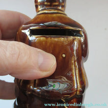 Load image into Gallery viewer, Antique 19th Century Treacle Glazed SCOTTISH POTTERY Money Box or Bank in the Form of a Seated Gentleman - British
