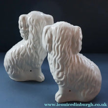 Load image into Gallery viewer, ANTIQUE Late 19th Century SMALLER SIZE White Staffordshire Dogs / Wally Dugs
