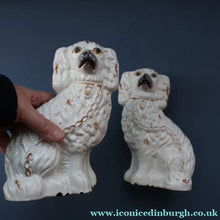 Load image into Gallery viewer, ANTIQUE Late 19th Century SMALLER SIZE White Staffordshire Dogs / Wally Dugs
