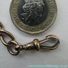 Load image into Gallery viewer, Antique 9CT Gold Double Albert Pocket Watch Chain. Length (clip end to clip end) 16 1/4 inches. Marked 9: 375
