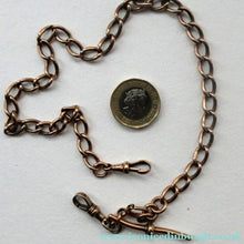 Load image into Gallery viewer, Antique 9CT Gold Double Albert Pocket Watch Chain. Length (clip end to clip end) 16 1/4 inches. Marked 9: 375 
