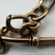Load image into Gallery viewer, Antique 9CT Gold Double Albert Pocket Watch Chain. Length (clip end to clip end) 16 1/4 inches. Marked 9: 375
