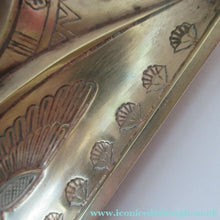 Load image into Gallery viewer, Antique Art Deco Egyptian Revival Brass Inkwell with Seated Figure and Ink Pots
