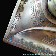 Load image into Gallery viewer, Antique Art Deco Egyptian Revival Brass Inkwell with Seated Figure and Ink Pots
