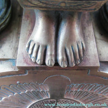 Load image into Gallery viewer, Antique Art Deco Egyptian Revival Brass Inkwell with Seated Figure and Ink Pots
