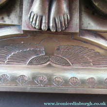 Load image into Gallery viewer, Antique Art Deco Egyptian Revival Brass Inkwell with Seated Figure and Ink Pots
