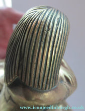 Load image into Gallery viewer, Antique Art Deco Egyptian Revival Brass Inkwell with Seated Figure and Ink Pots
