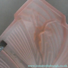 Load image into Gallery viewer, Antique ART DECO Sugar Pink Pressed Glass Pendant Lampshade with Jumping Nude Lady 
