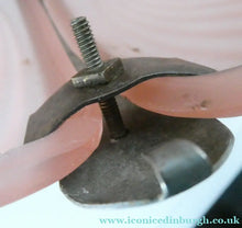 Load image into Gallery viewer, Antique ART DECO Sugar Pink Pressed Glass Pendant Lampshade with Jumping Nude Lady 
