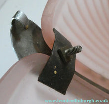 Load image into Gallery viewer, Antique ART DECO Sugar Pink Pressed Glass Pendant Lampshade with Jumping Nude Lady 
