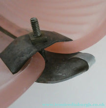 Load image into Gallery viewer, Antique ART DECO Sugar Pink Pressed Glass Pendant Lampshade with Jumping Nude Lady 
