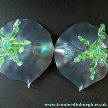 Load image into Gallery viewer, Antique ART NOUVEAU John Walsh Walsh Uranium Glass Water Lily Comport
