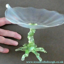 Load image into Gallery viewer, Antique ART NOUVEAU John Walsh Walsh Uranium Glass Water Lily Comport
